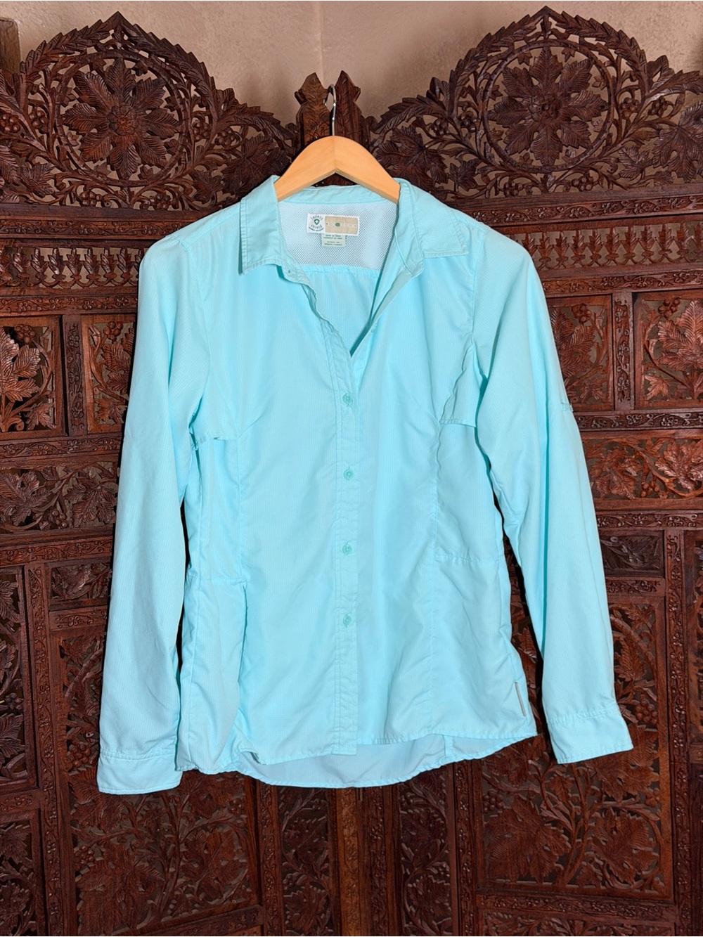 ExOfficio Women’s Aqua Long Sleeve Hiking bug repellent Travel Shirt Size M